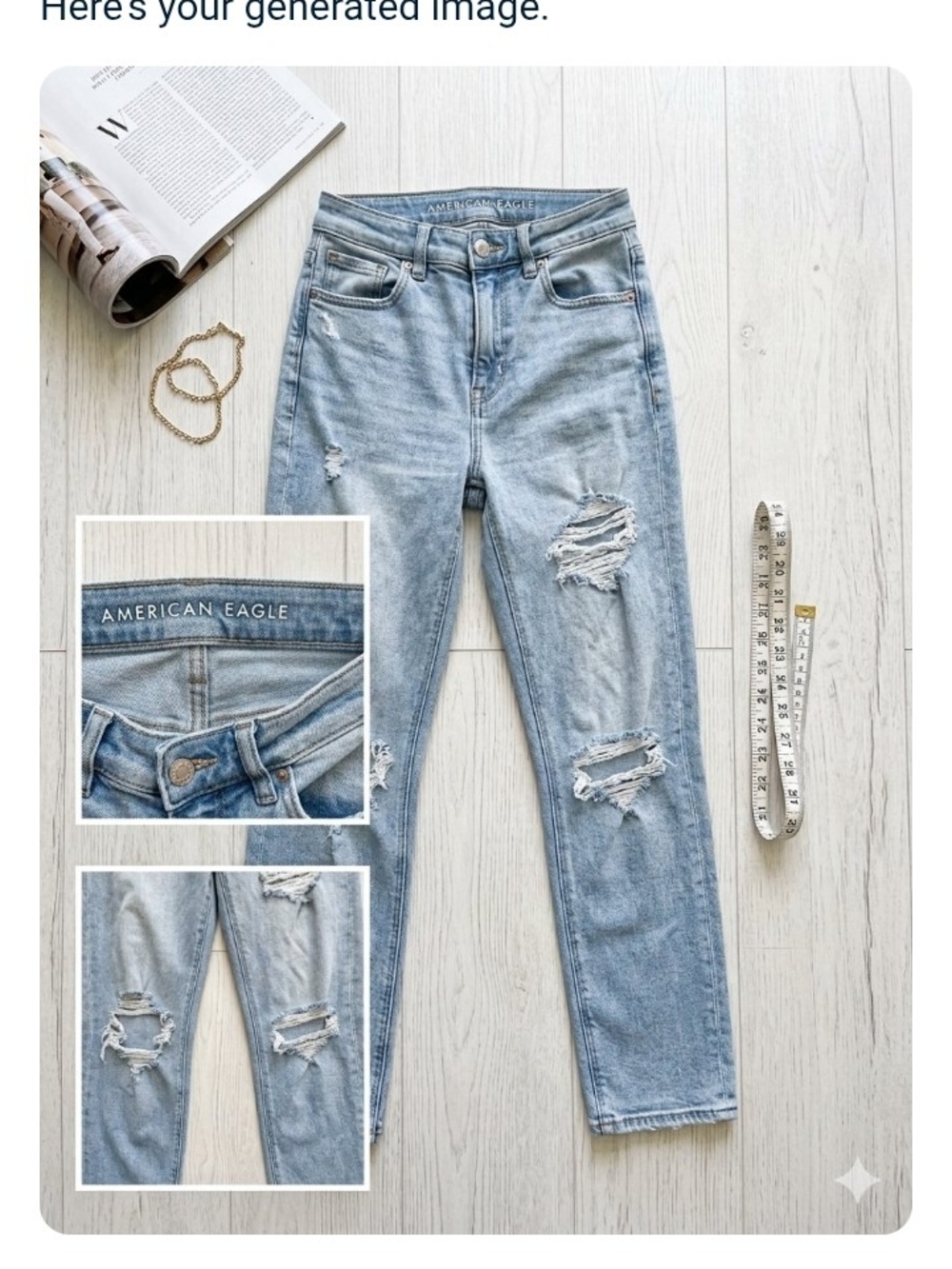 American Eagle Outfitters Light Blue Ripped High-Rise Women’s Jeans